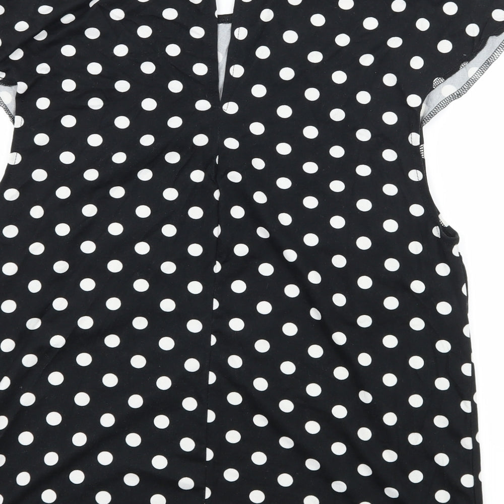 AX Paris Womens Black Polka Dot Jersey Basic T-Shirt Size 12