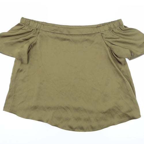 New Look Womens Green  Satin Basic Blouse Size 10