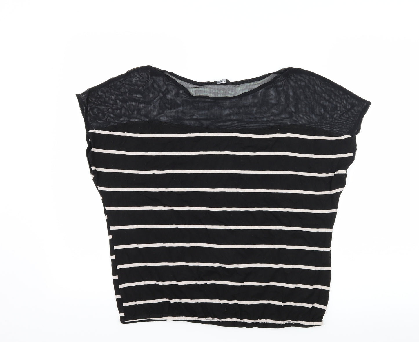 George Womens Black Striped Jersey Basic T-Shirt Size 12