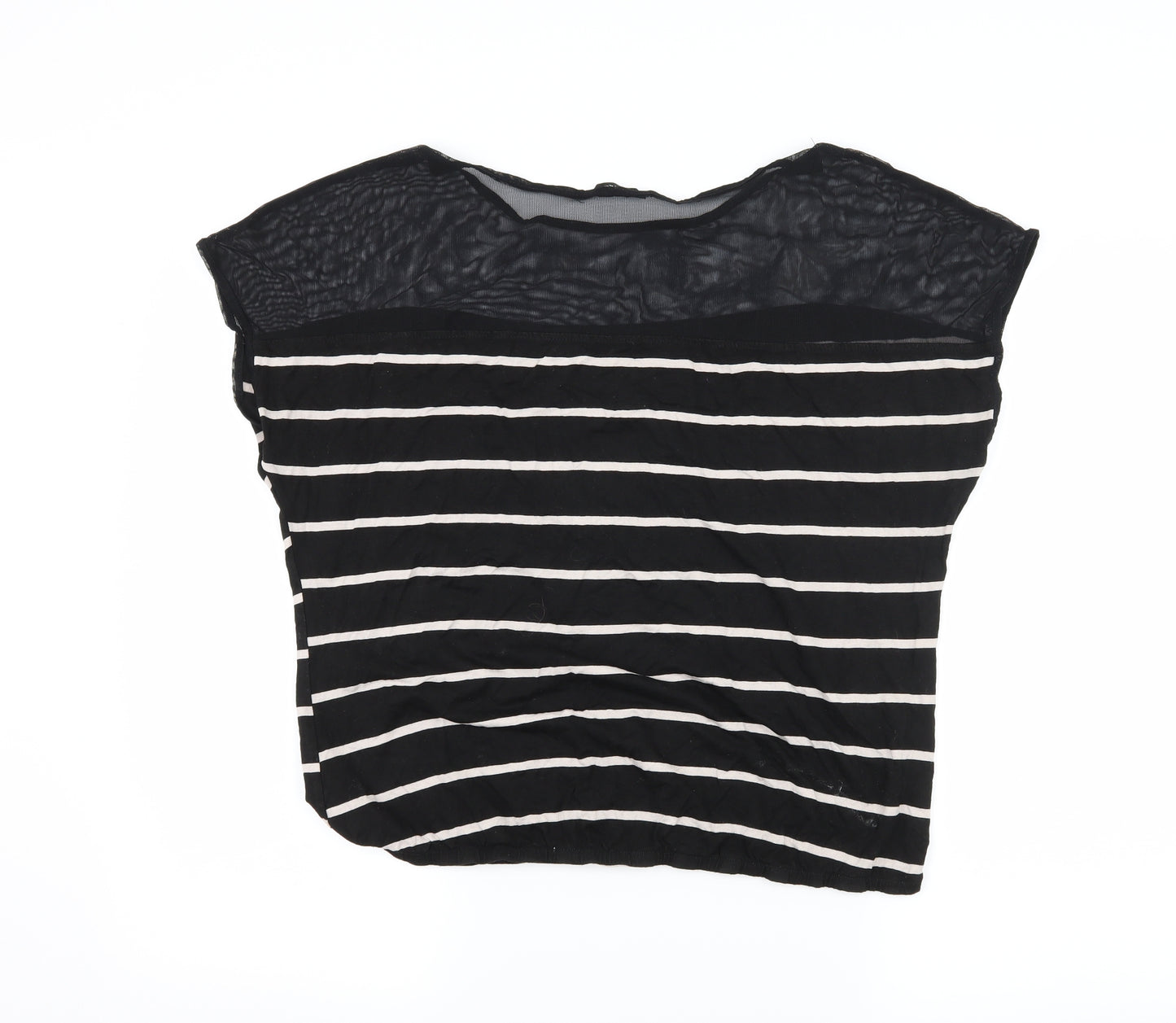 George Womens Black Striped Jersey Basic T-Shirt Size 12