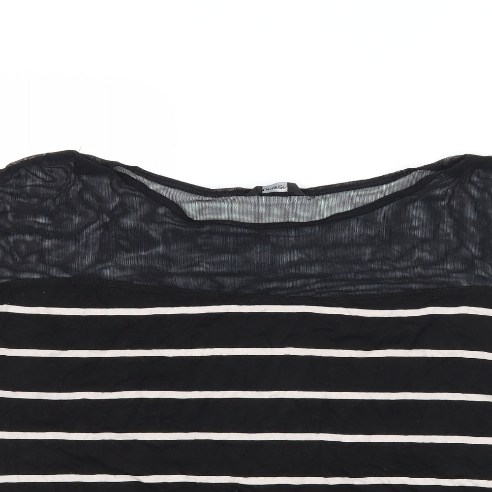 George Womens Black Striped Jersey Basic T-Shirt Size 12