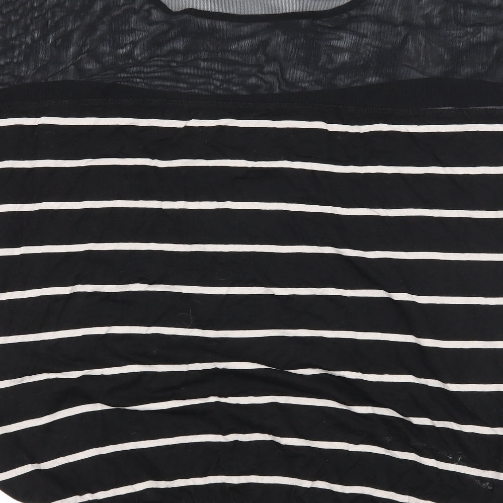 George Womens Black Striped Jersey Basic T-Shirt Size 12