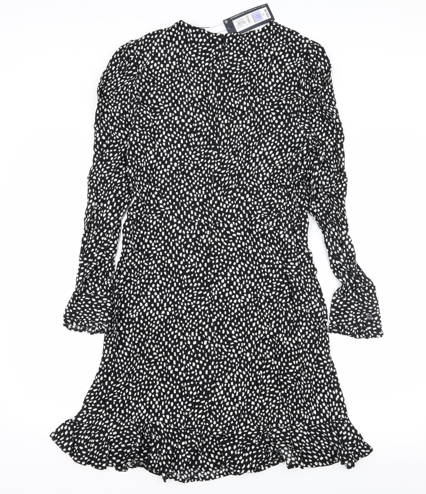 Marks and Spencer Womens Black Polka Dot Rayon A-Line  Size 8