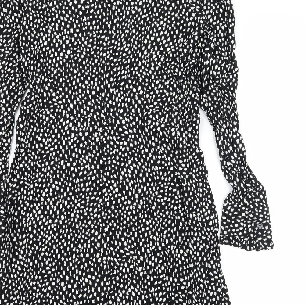 Marks and Spencer Womens Black Polka Dot Rayon A-Line  Size 8