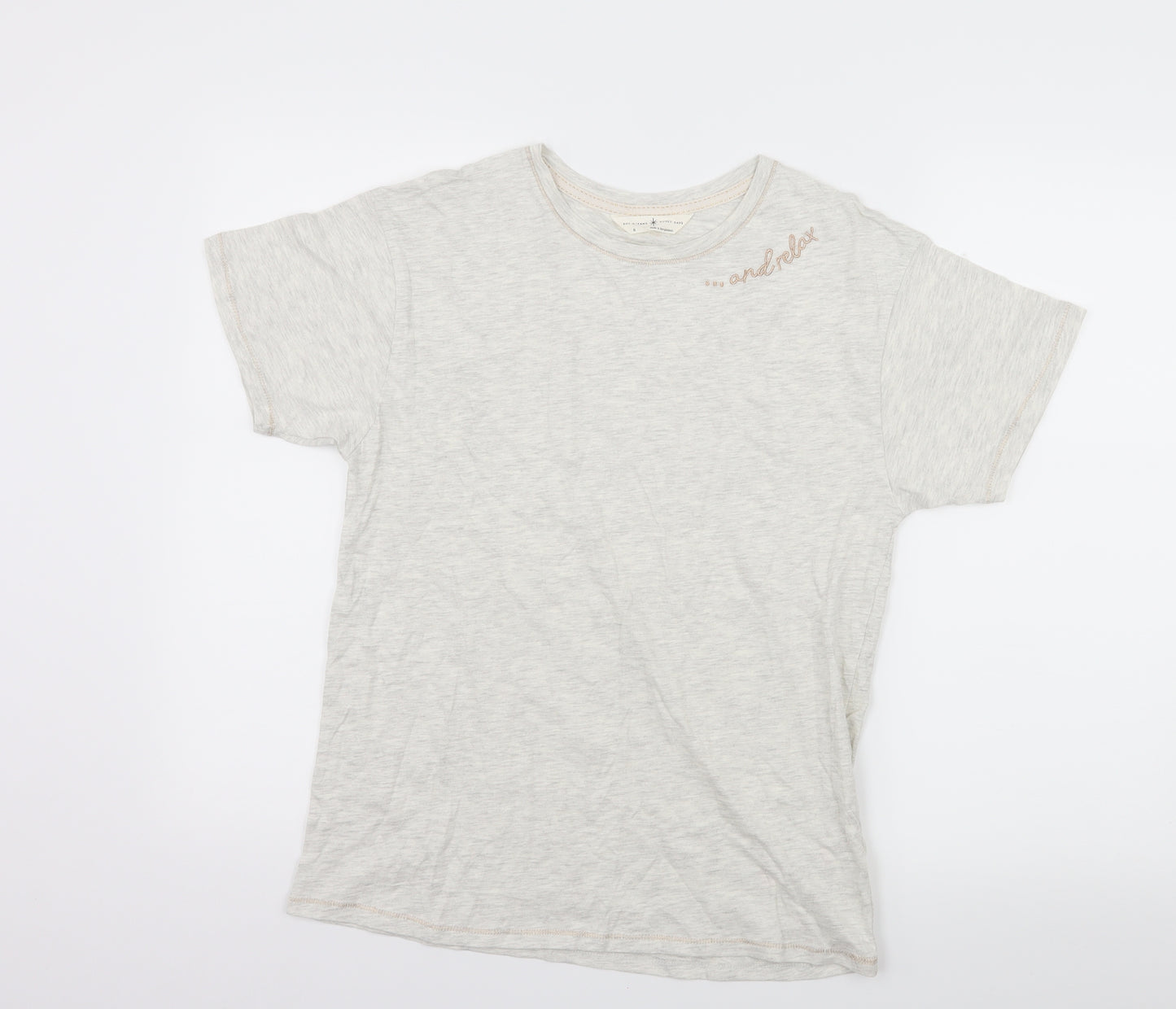 Marks and Spencer Womens Ivory Solid Jersey Top Pyjama Top Size 8  - & Relax