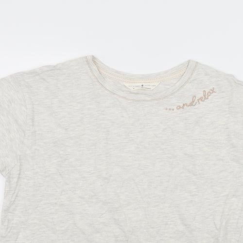 Marks and Spencer Womens Ivory Solid Jersey Top Pyjama Top Size 8  - & Relax