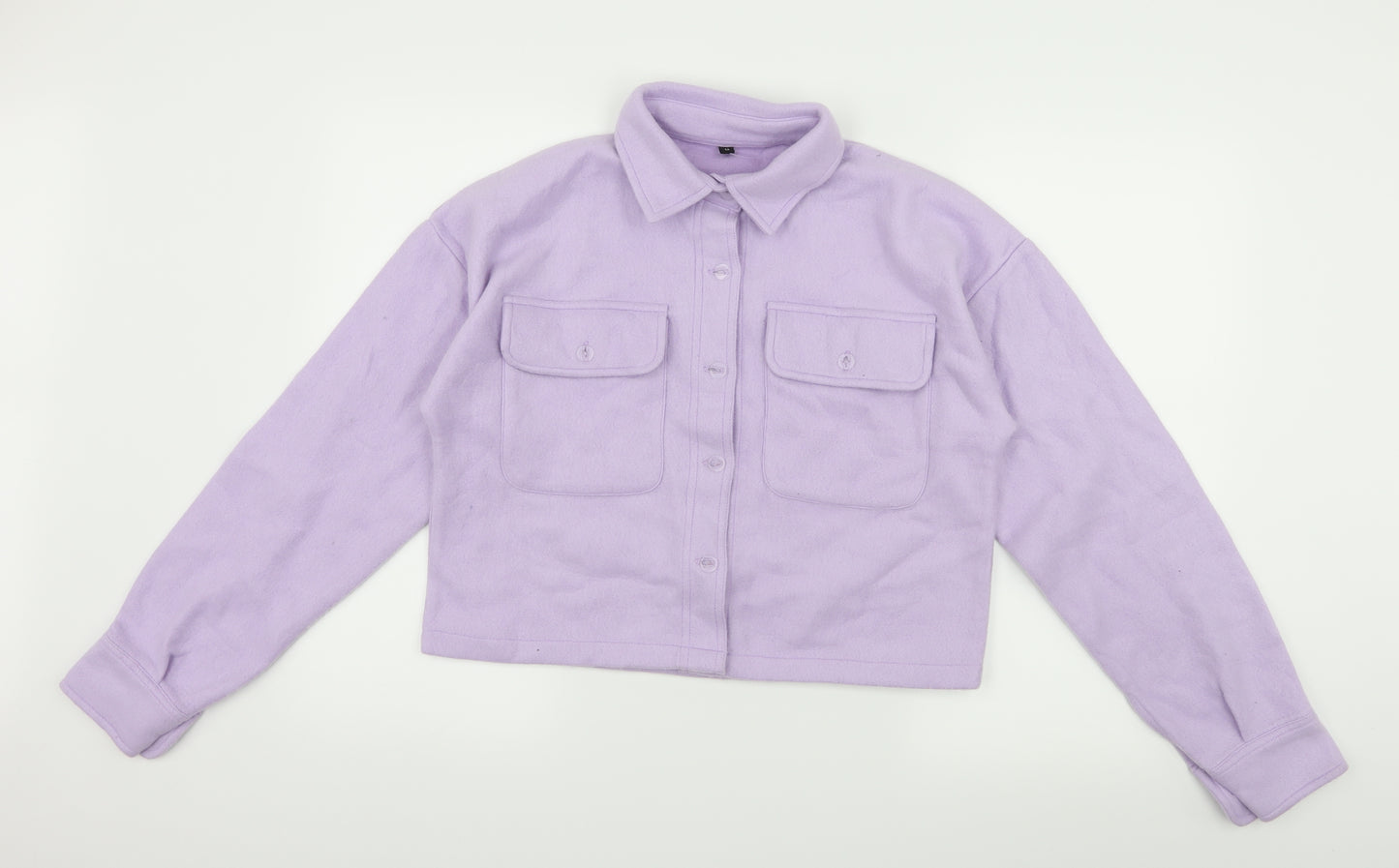 Preworn Womens Purple  Fleece Basic Button-Up Size M