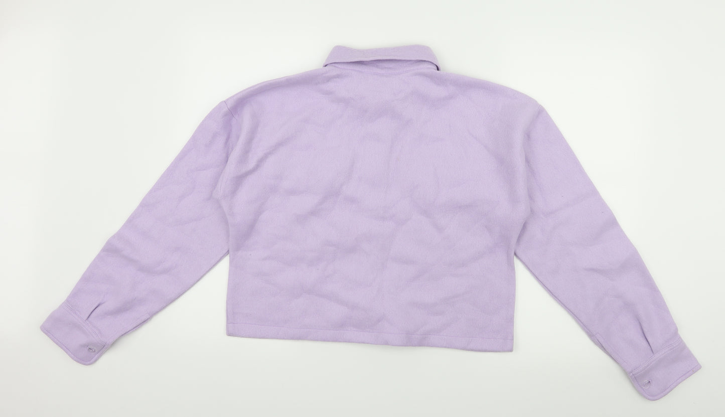 Preworn Womens Purple  Fleece Basic Button-Up Size M