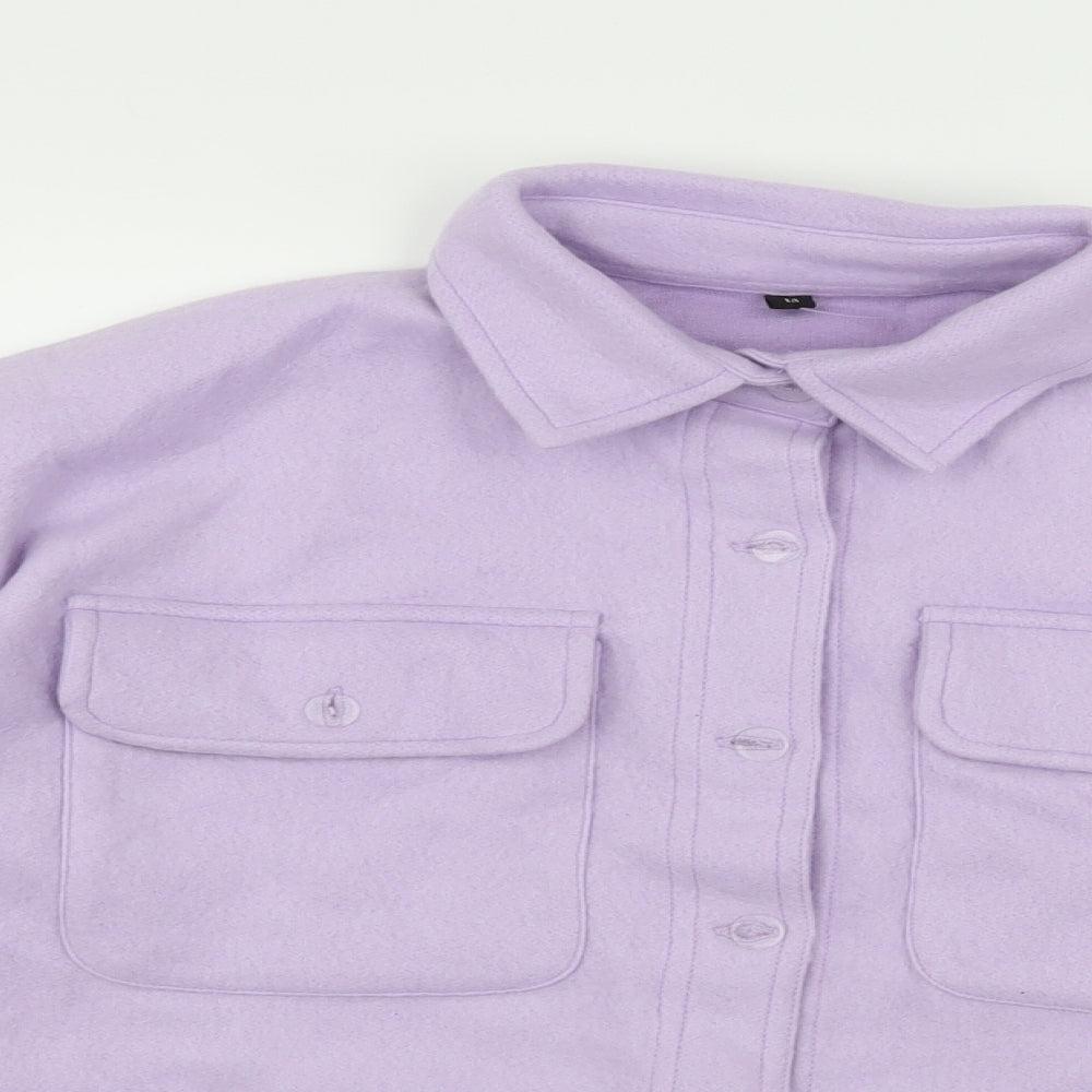 Preworn Womens Purple  Fleece Basic Button-Up Size M