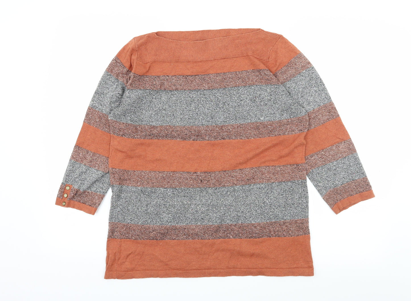 NEXT Womens Orange Striped Jersey Basic T-Shirt Size 16