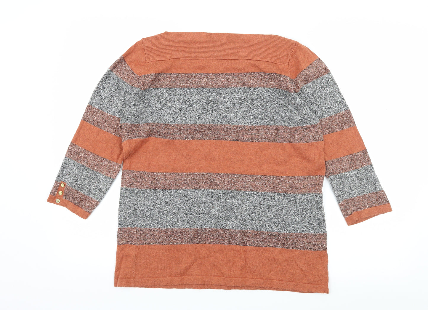 NEXT Womens Orange Striped Jersey Basic T-Shirt Size 16