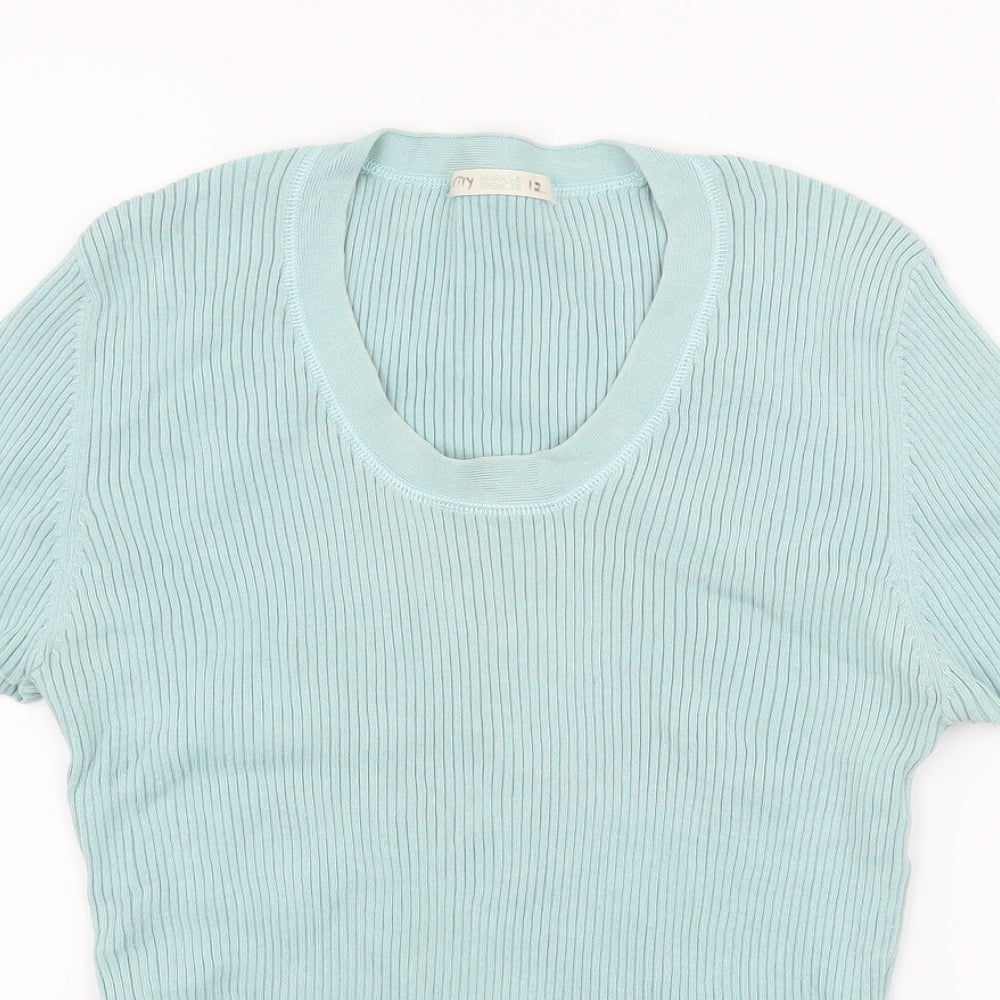 Marks and Spencer Womens Blue  Knit Basic T-Shirt Size 16