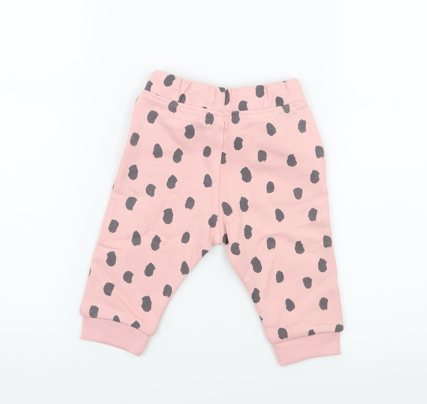 Marks and Spencer Girls Pink Geometric Jersey Jogger Trousers Size 6-9 Months