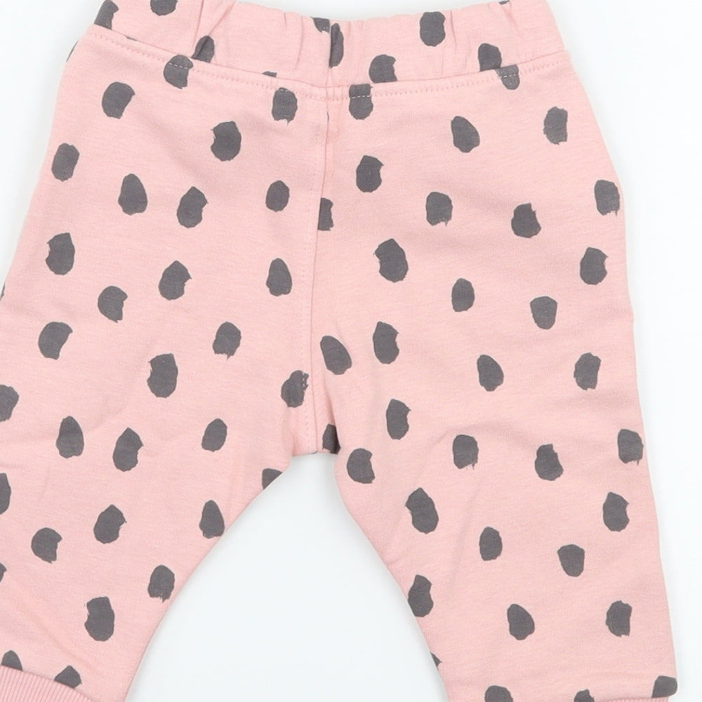 Marks and Spencer Girls Pink Geometric Jersey Jogger Trousers Size 6-9 Months
