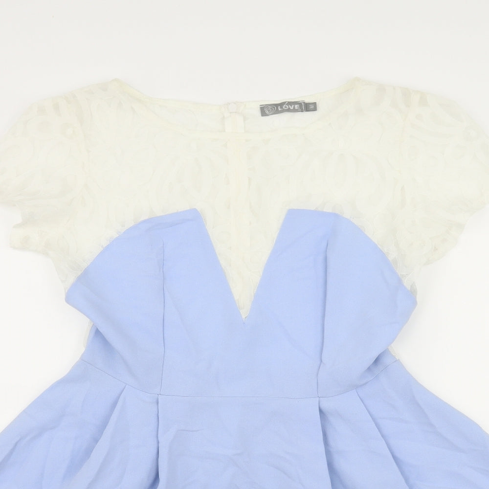 Love Womens Blue  Lace Fit & Flare  Size M