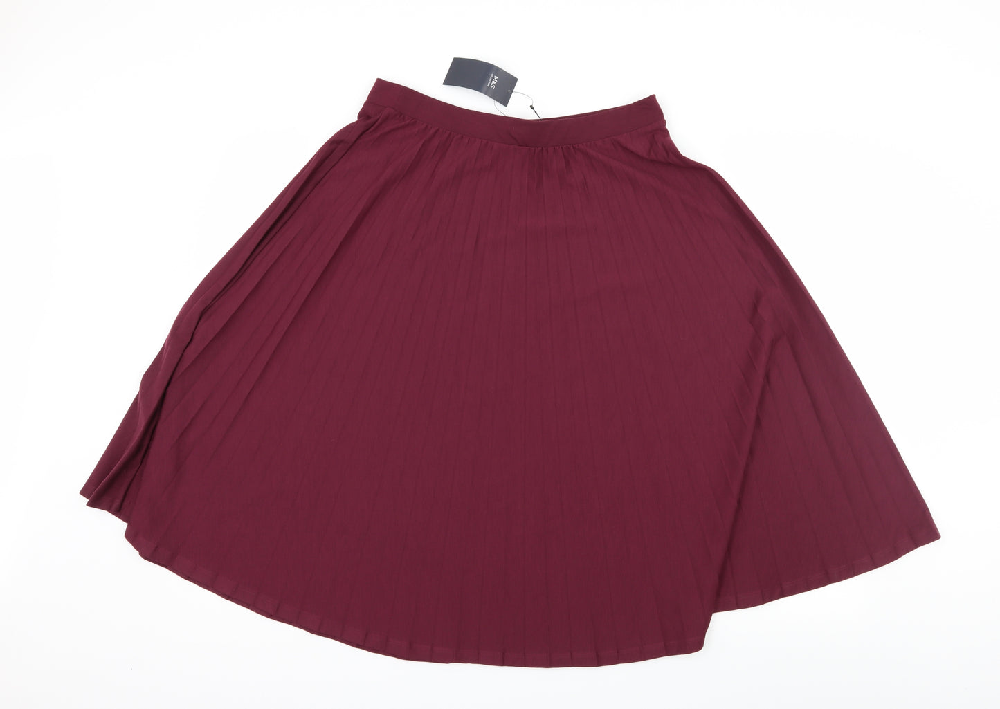 Marks and Spencer Womens Purple  Jersey Pleated Skirt Size 14