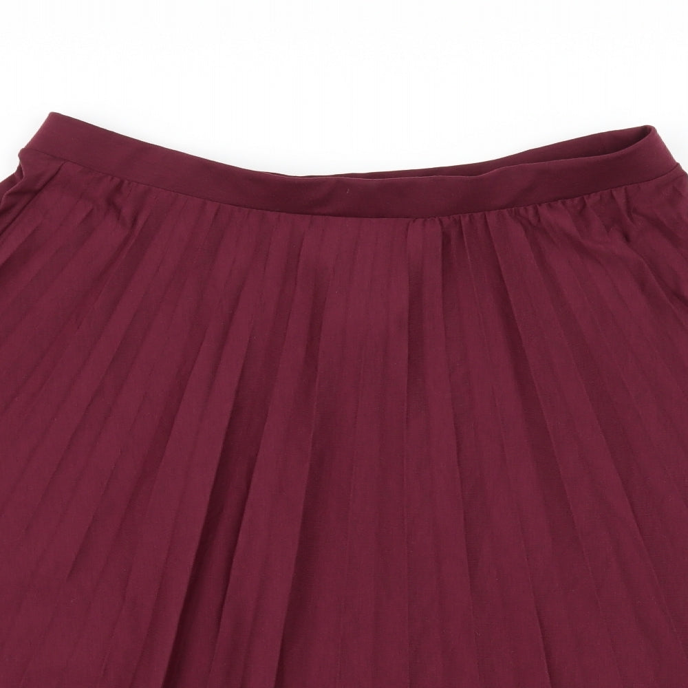 Marks and Spencer Womens Purple  Jersey Pleated Skirt Size 14