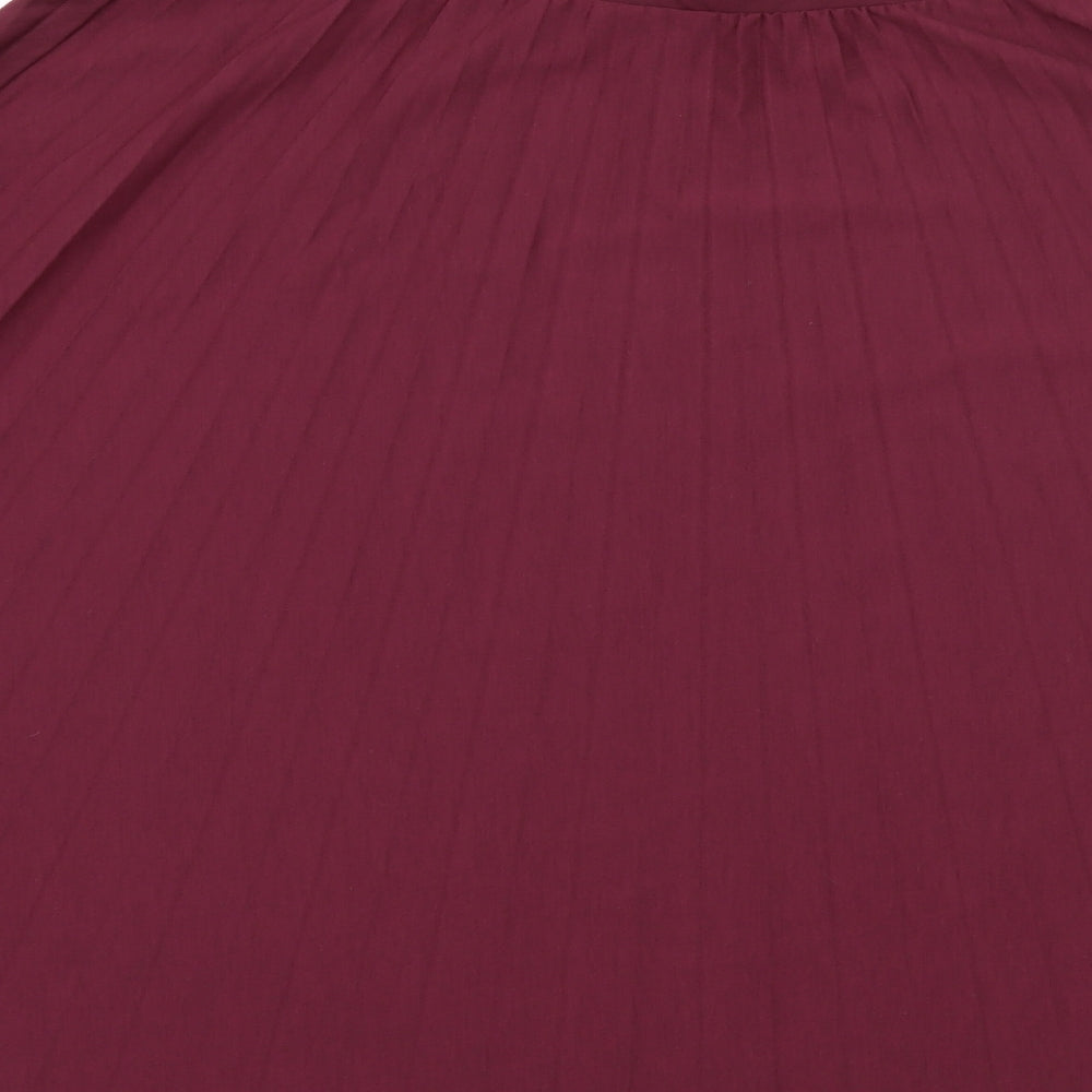 Marks and Spencer Womens Purple  Jersey Pleated Skirt Size 14