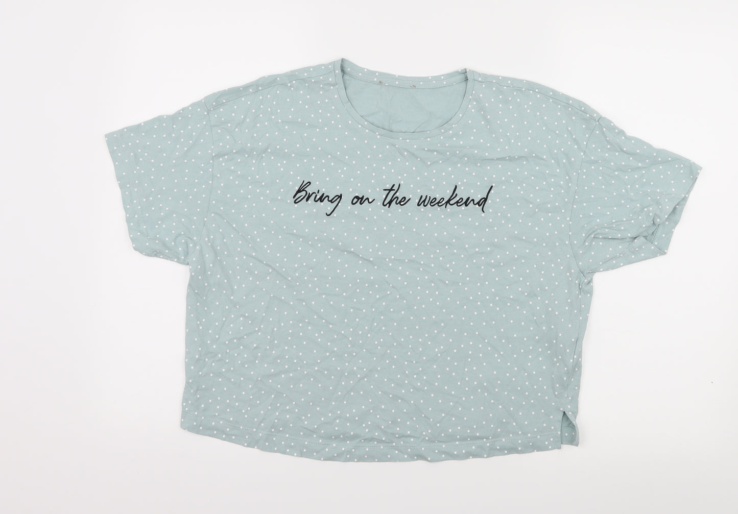 New Look Womens Blue Polka Dot Jersey Basic T-Shirt Size M  - Bring on the weekend