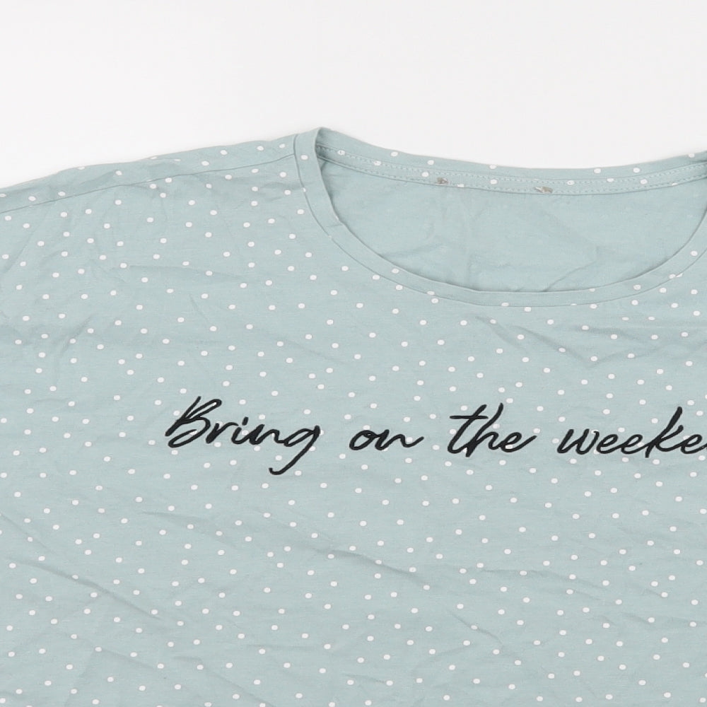 New Look Womens Blue Polka Dot Jersey Basic T-Shirt Size M  - Bring on the weekend