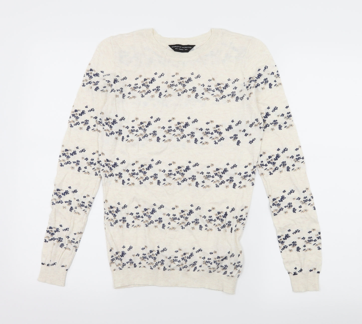 Dorothy Perkins Womens Ivory Striped Knit Pullover Jumper Size 8