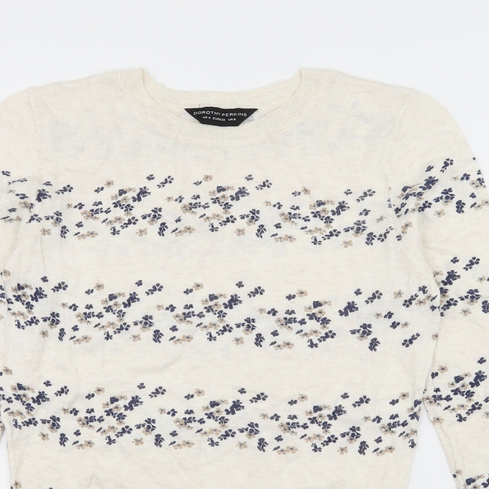 Dorothy Perkins Womens Ivory Striped Knit Pullover Jumper Size 8