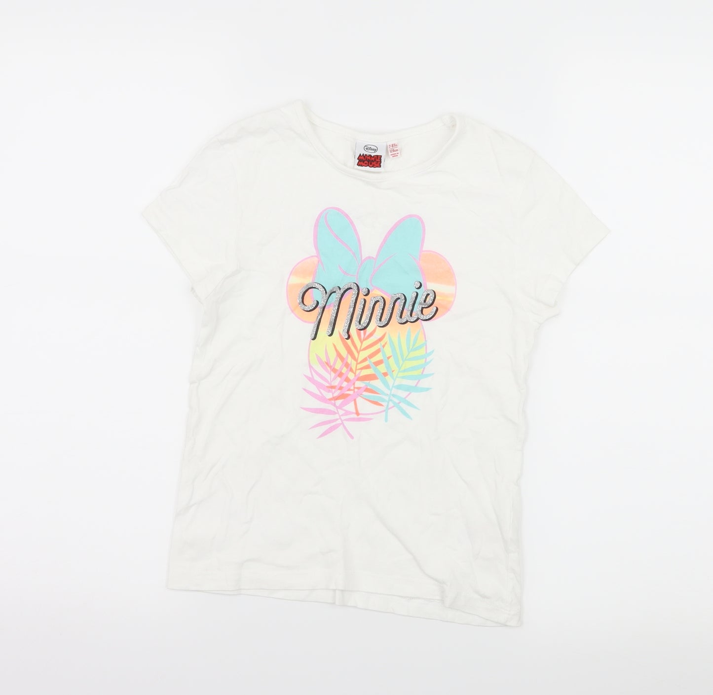 Minnie Mouse Girls White  Jersey Basic T-Shirt Size 7-8 Years  - Minnie