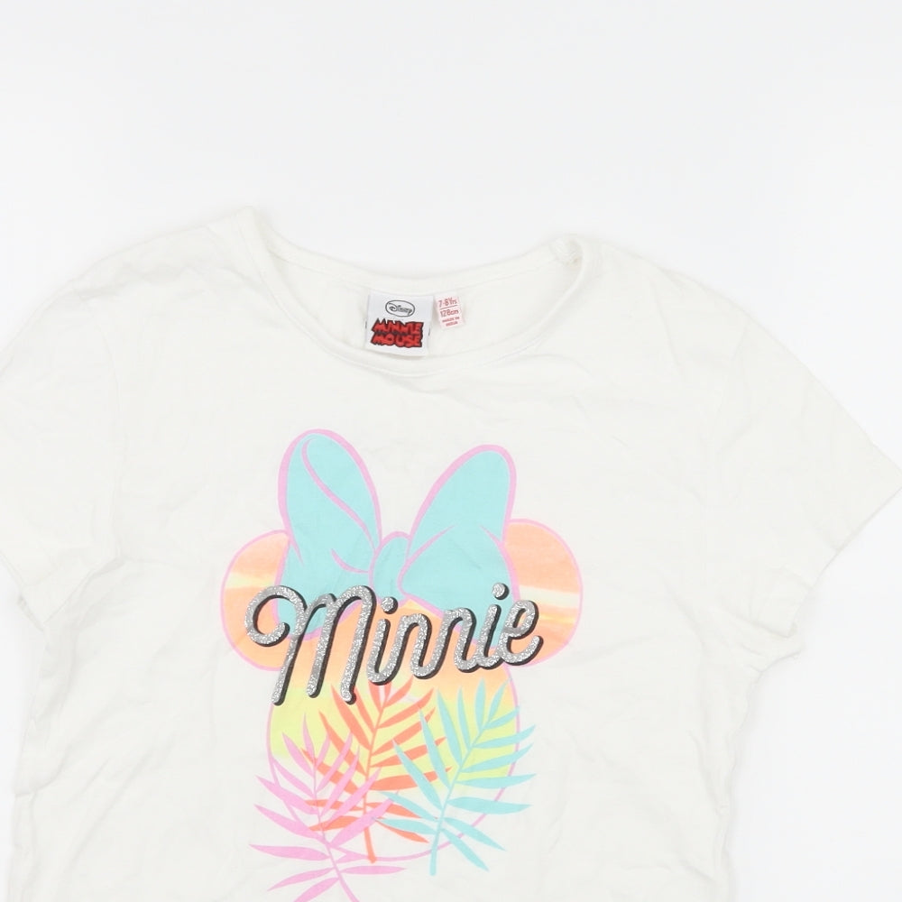 Minnie Mouse Girls White  Jersey Basic T-Shirt Size 7-8 Years  - Minnie