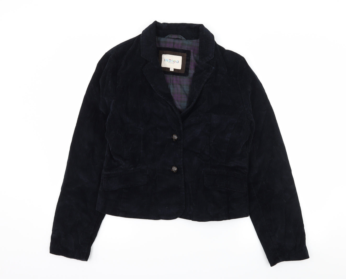 Indigo Womens Blue  Corduroy Jacket Blazer Size 12