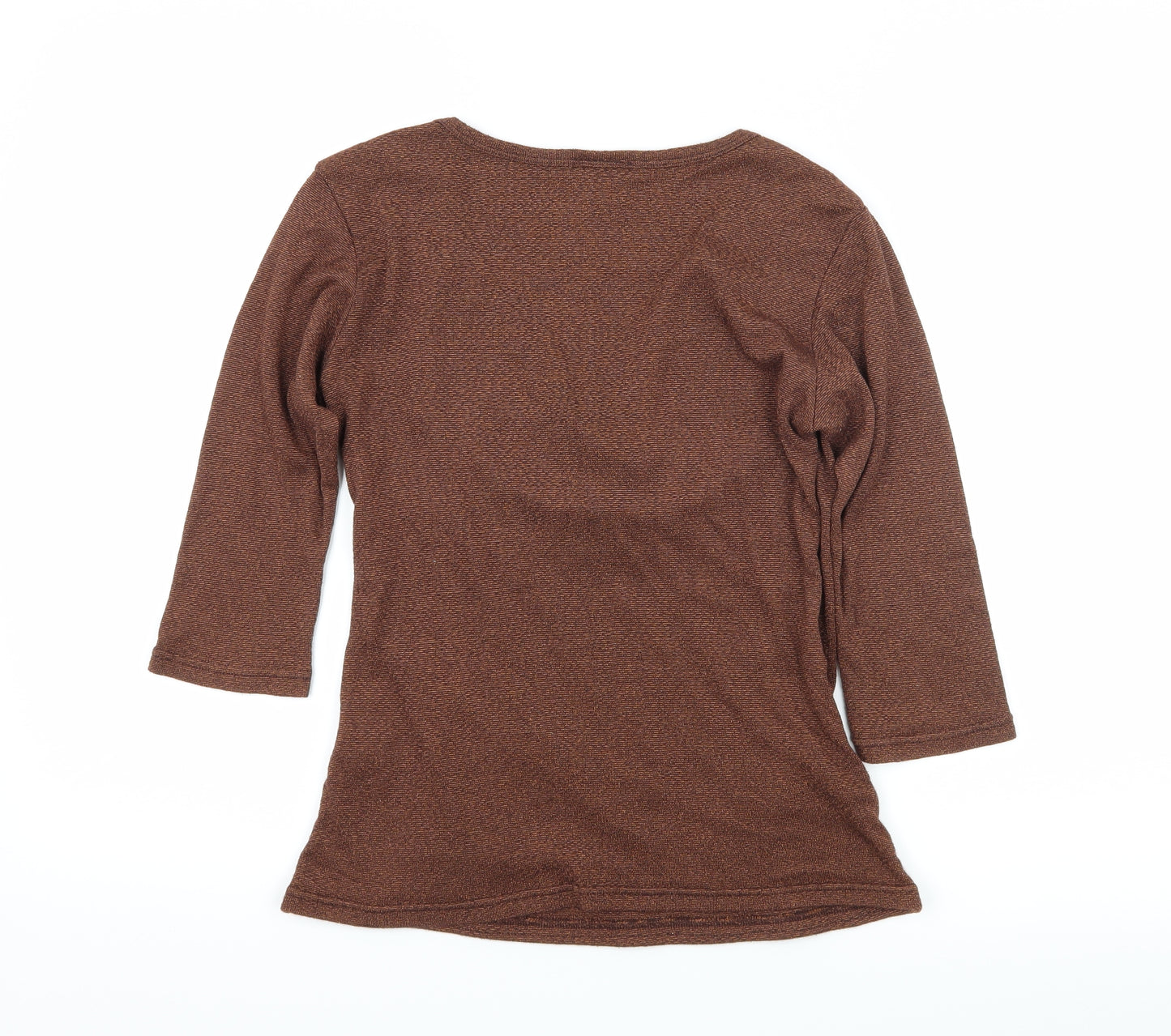 Max Womens Brown  Jersey Basic T-Shirt Size S