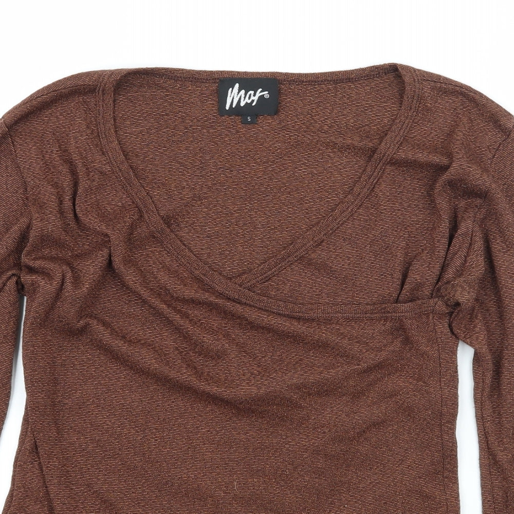 Max Womens Brown  Jersey Basic T-Shirt Size S