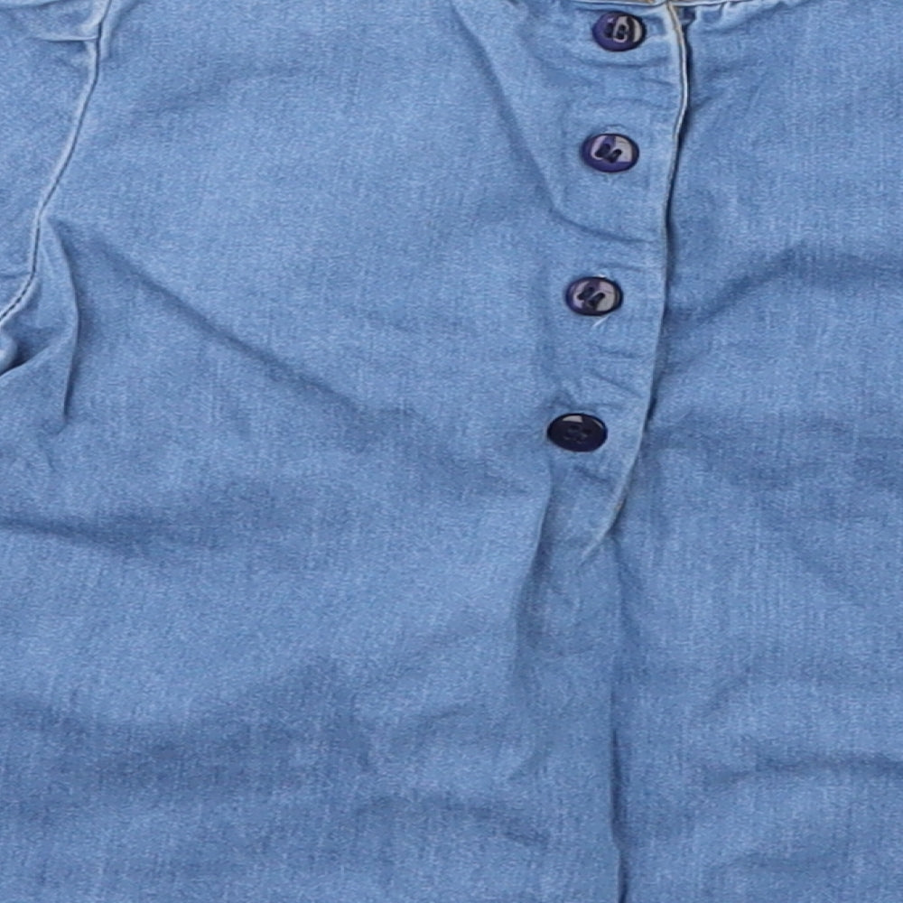 Mothercare Girls Blue Floral Denim Basic Blouse Size 6-9 Months