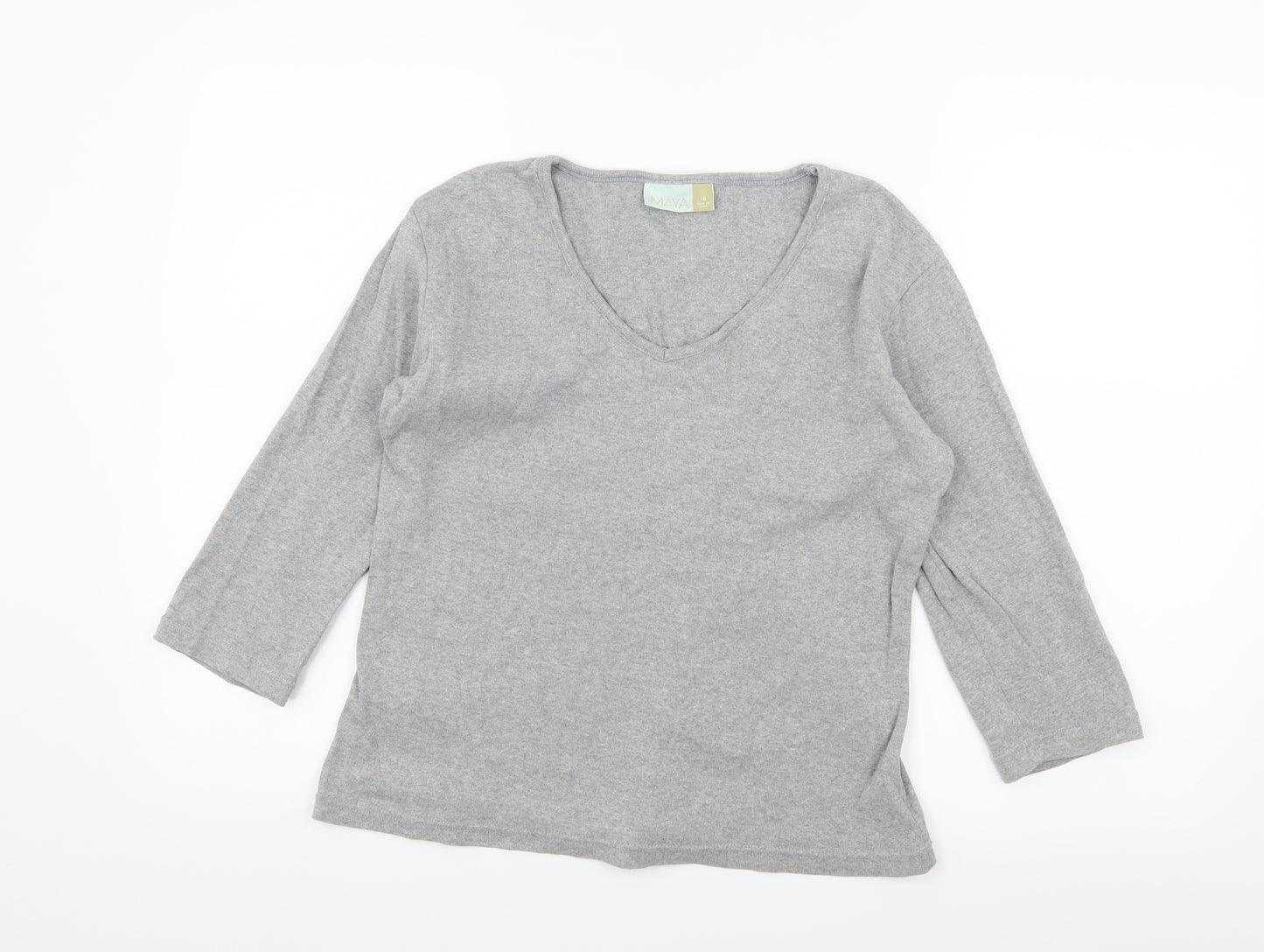 Maya Womens Grey  Jersey Basic T-Shirt Size 18