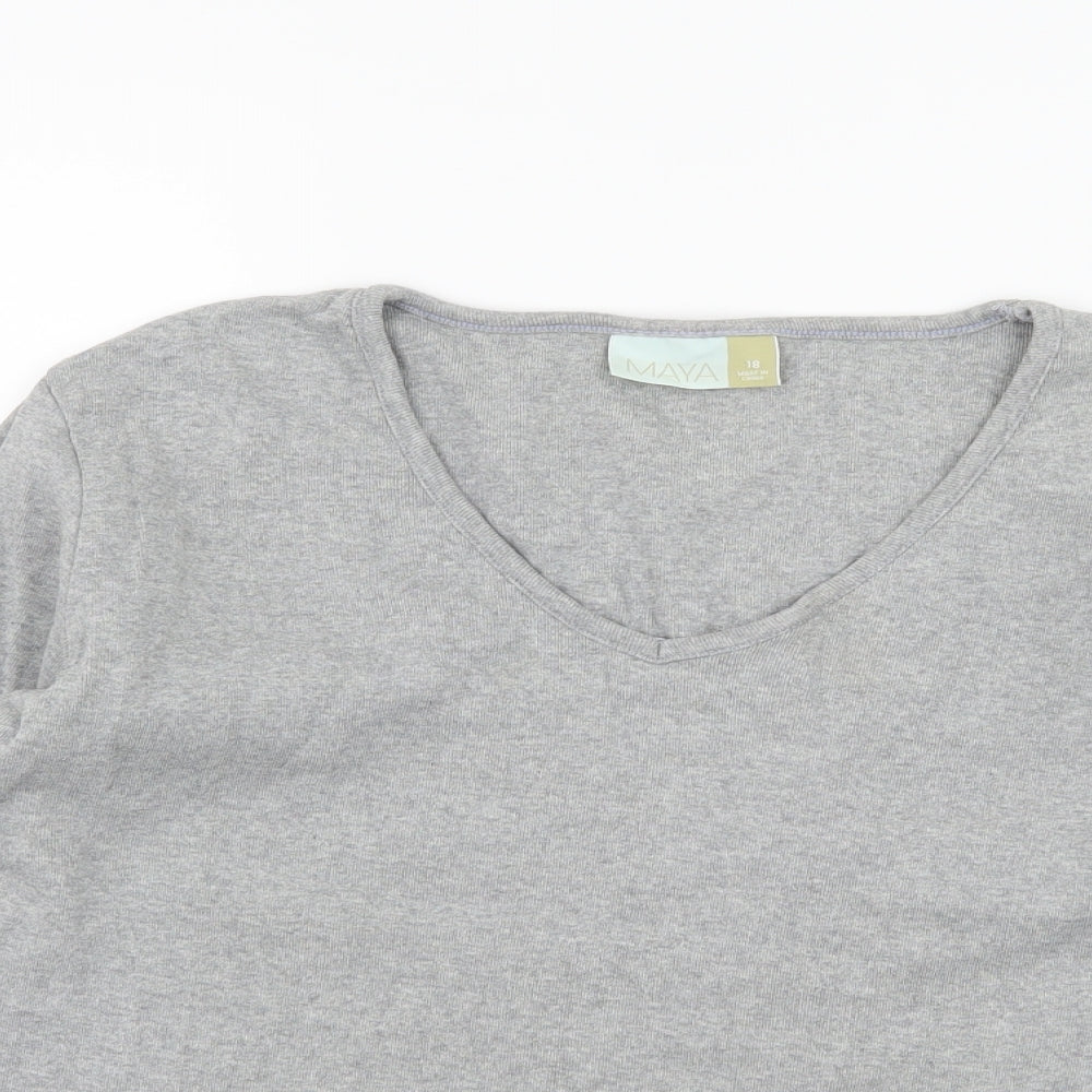 Maya Womens Grey  Jersey Basic T-Shirt Size 18