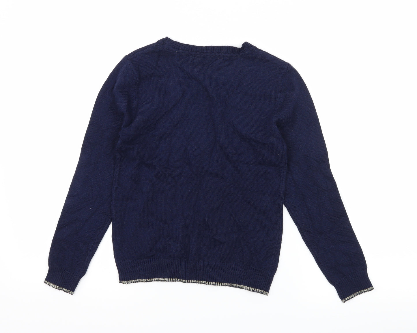 John Lewis Girls Blue  Jersey Pullover Jumper Size 8 Years  - Herons