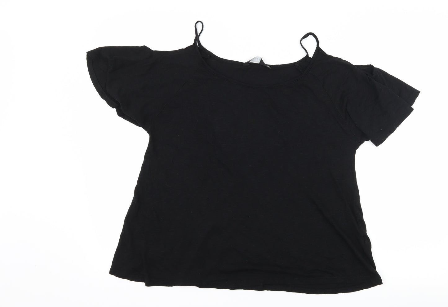 New Look Womens Black  Jersey Basic T-Shirt Size 14  - Cut Out Shoulder