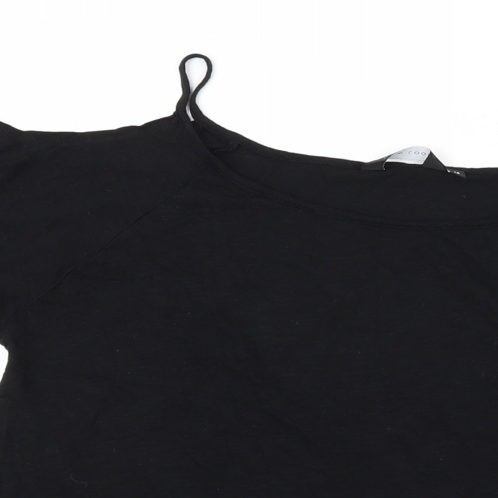 New Look Womens Black  Jersey Basic T-Shirt Size 14  - Cut Out Shoulder