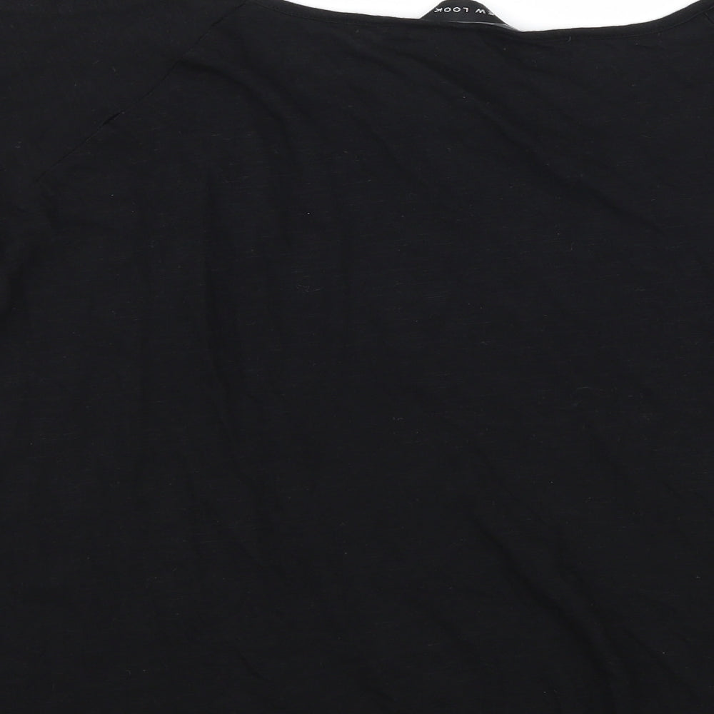 New Look Womens Black  Jersey Basic T-Shirt Size 14  - Cut Out Shoulder