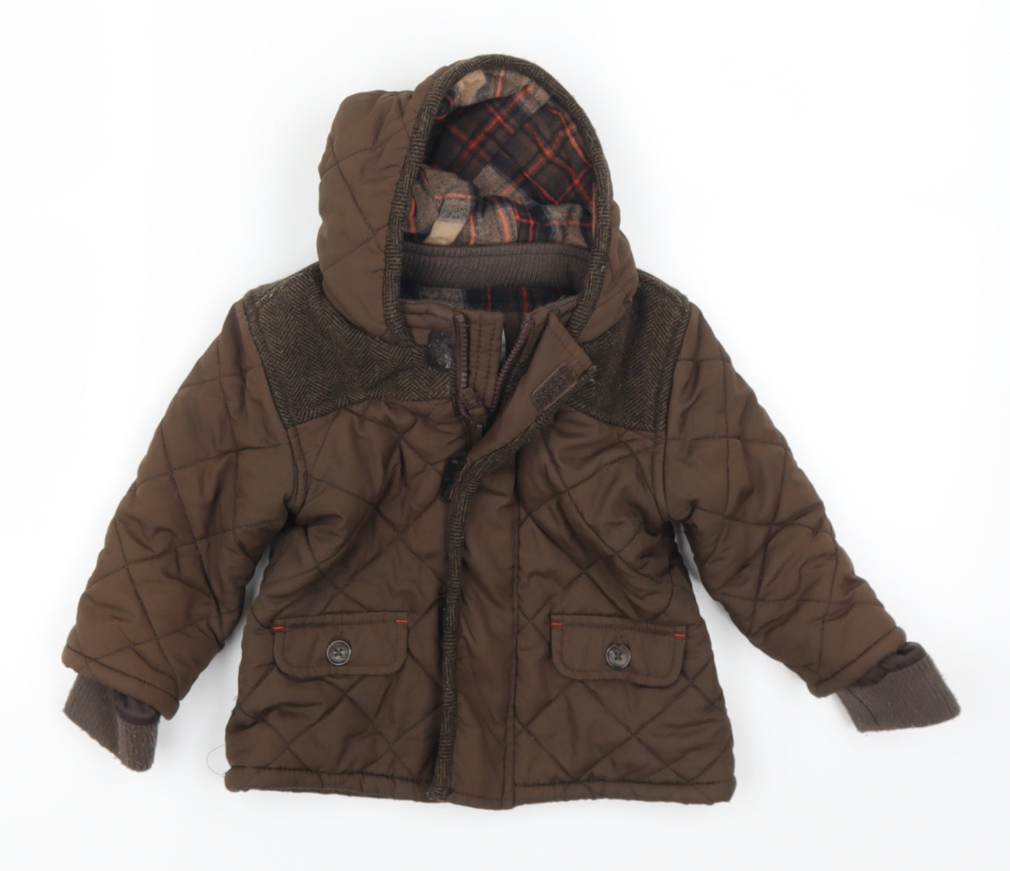 Marks and Spencer Boys Brown   Quilted Coat Size 12-18 Months