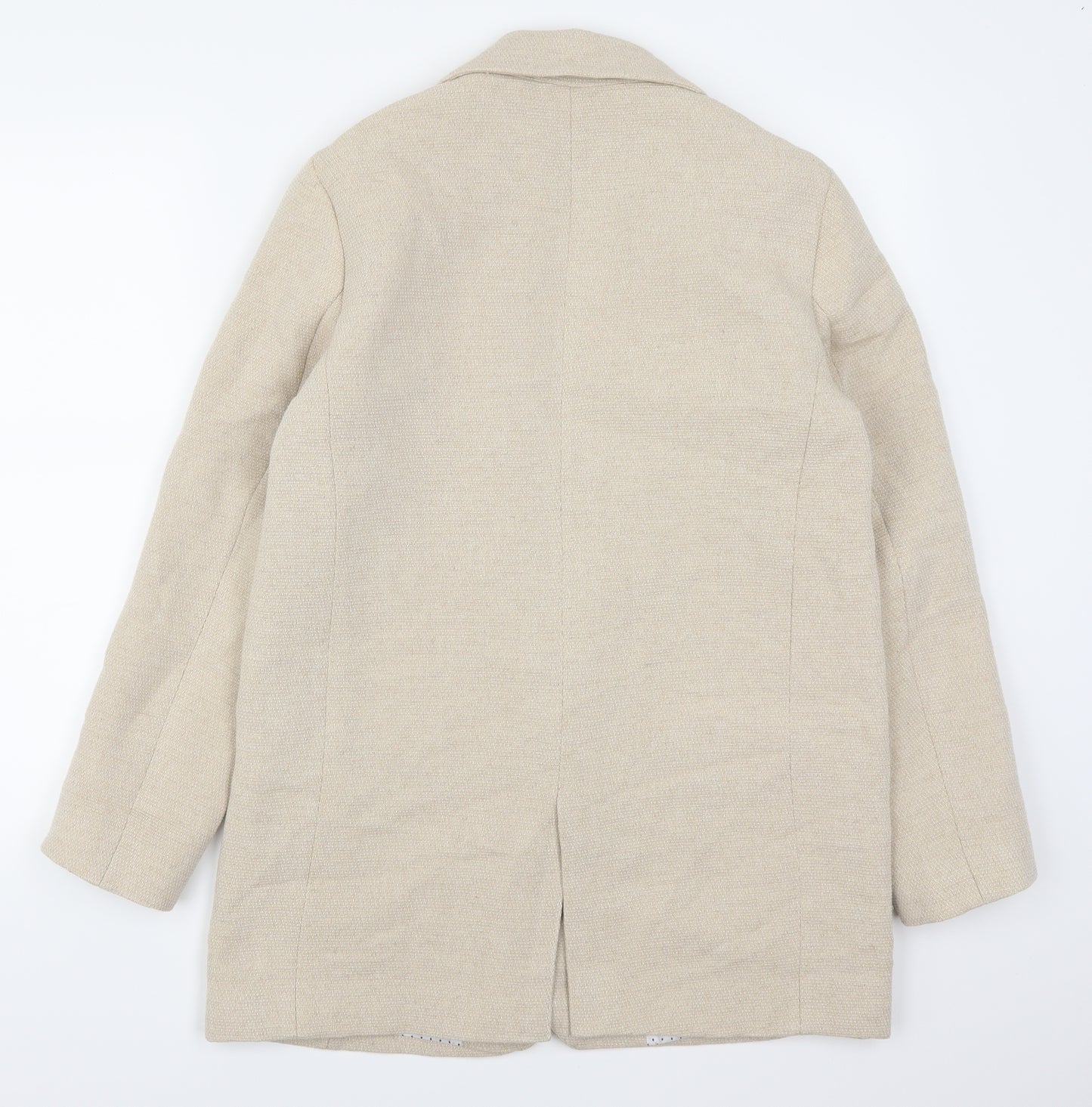 Zara Womens Beige   Overcoat Coat Size L