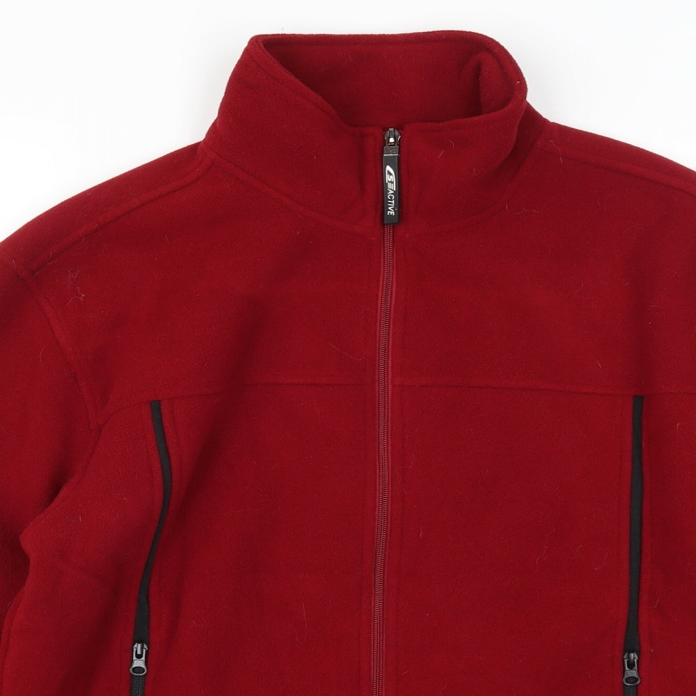 Active Sportswear Mens Red  Fleece Jacket Coat Size M