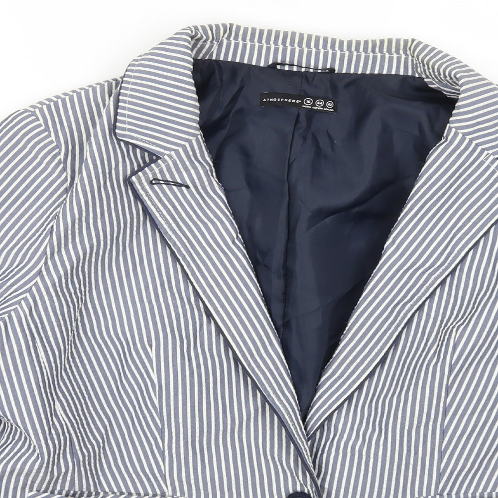 Atmosphere Womens Blue Striped  Jacket Blazer Size 16