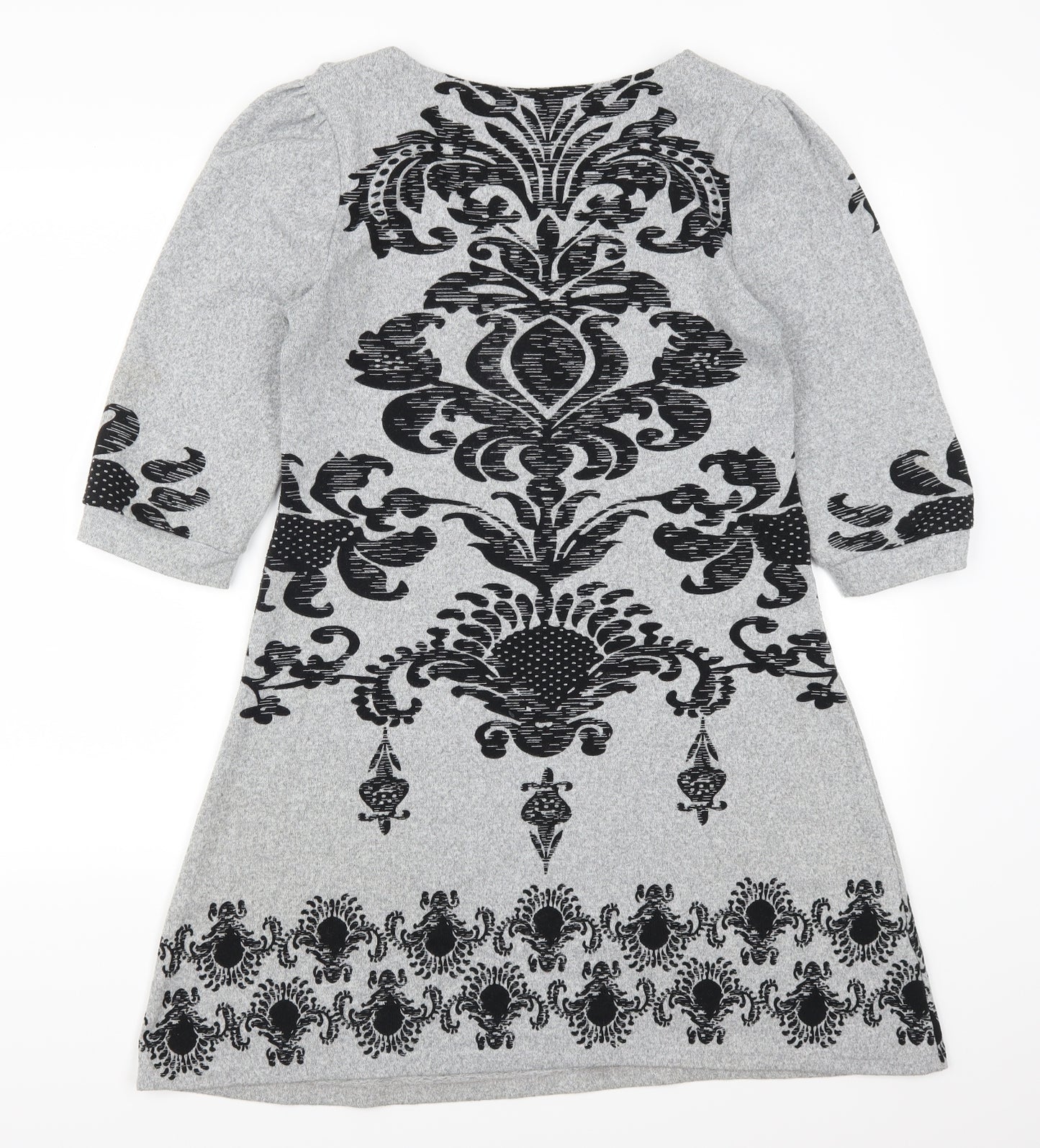 Izabel Womens Grey Batik  Skater Dress  Size L