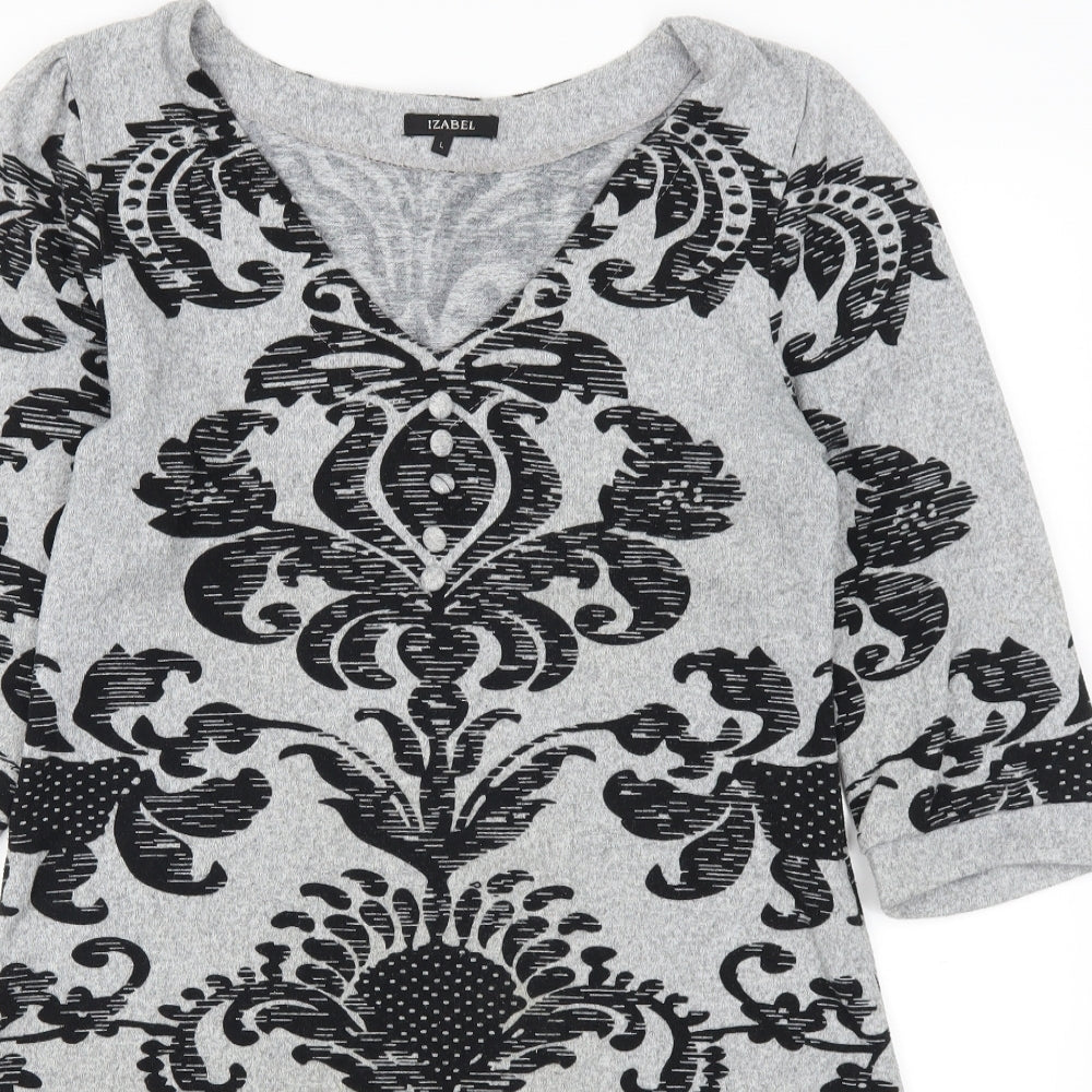 Izabel Womens Grey Batik  Skater Dress  Size L