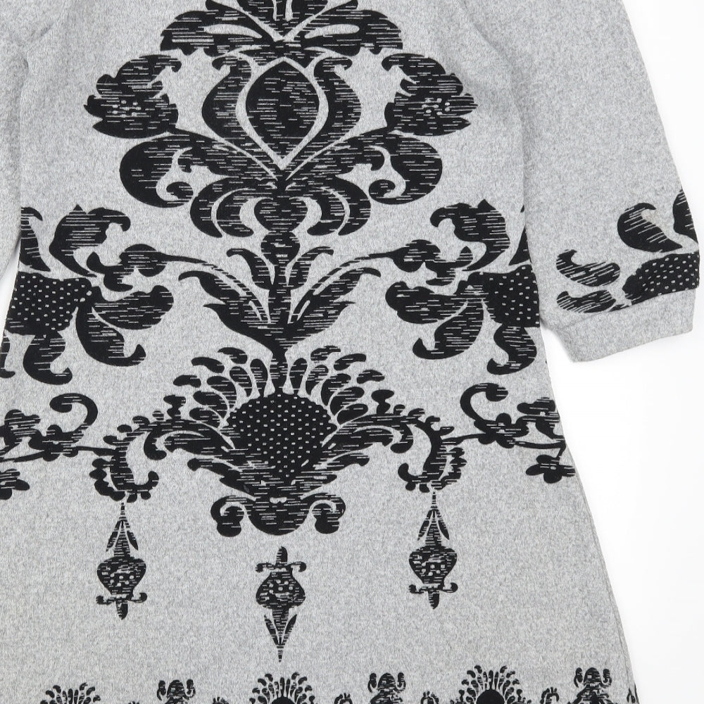 Izabel Womens Grey Batik  Skater Dress  Size L