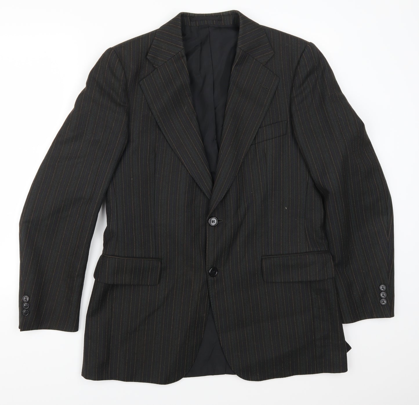 Campbell Brown Mens Green Striped  Jacket Suit Jacket Size 40