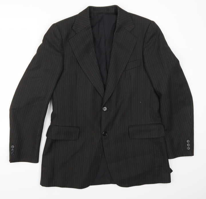 Campbell Brown Mens Green Striped  Jacket Suit Jacket Size 40