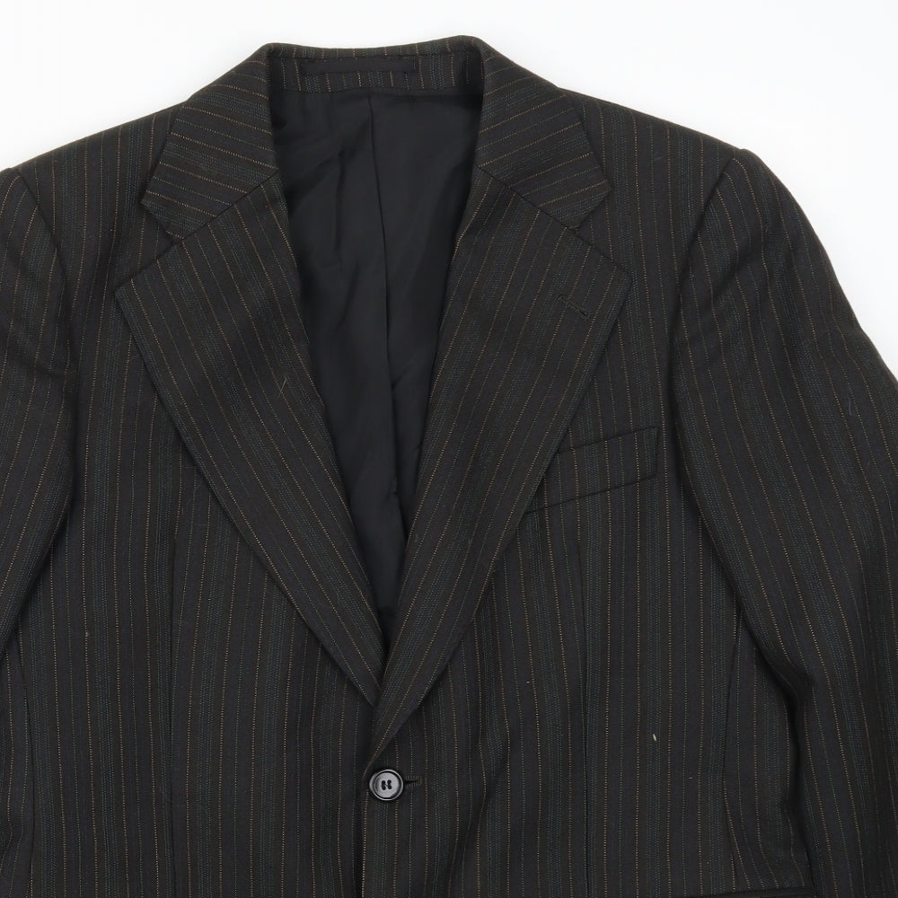 Campbell Brown Mens Green Striped  Jacket Suit Jacket Size 40