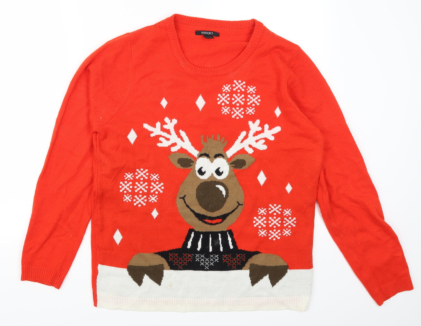 ESMARA Womens Red   Pullover Jumper Size 12  - Reindeer