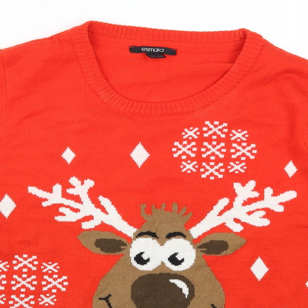 ESMARA Womens Red   Pullover Jumper Size 12  - Reindeer